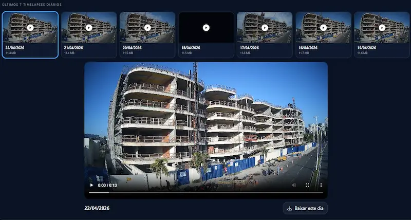 Timelapses diários gerados automaticamente