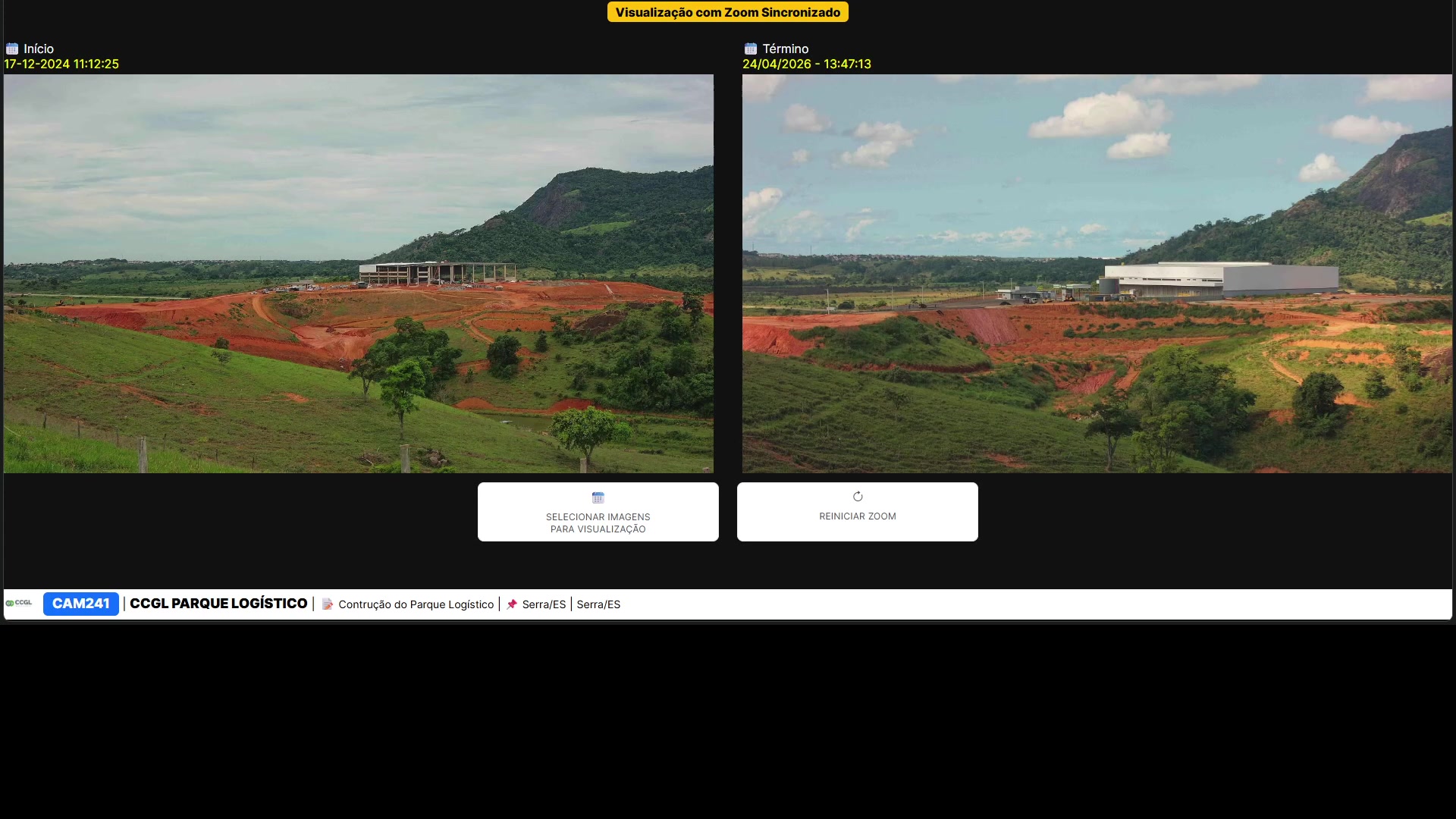 Synchronized images of construction site